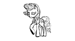 Size: 1100x600 | Tagged: safe, artist:gyl367, rarity, pony, unicorn, g4, animated, black and white, black and white cartoon, chest fluff, female, gif, grayscale, mane, mare, monochrome, sketch, smiling, solo
