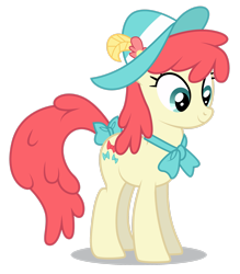 Size: 2293x2615 | Tagged: safe, artist:dragonchaser123, crimson cream, fashion statement, mare e. belle, earth pony, pony, fake it 'til you make it, g4, bow, bowtie, feather, female, hat, high res, mare, simple background, solo, tail bow, transparent background, vector