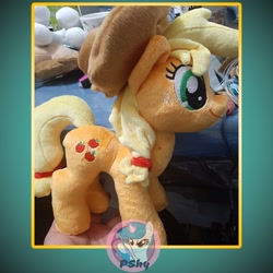 Size: 720x720 | Tagged: safe, artist:plushiesshy, applejack, g4, applebetes, applejack's hat, cowboy hat, cute, freckles, hat, irl, jackabetes, photo, plushie, spanish