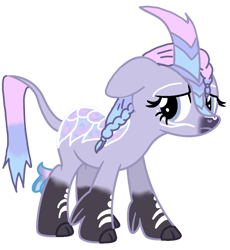 Size: 1024x1114 | Tagged: safe, alternate version, artist:agdapl, oc, oc only, kirin, background removed, base used, braid, cloven hooves, eyelashes, horn, kirin oc, leonine tail, simple background, solo, transparent background, worried