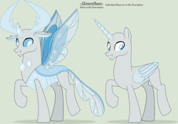 Size: 3593x2507 | Tagged: safe, artist:elementbases, oc, oc only, alicorn, changedling, changeling, pony, g4, to change a changeling, alicorn oc, bald, base, duo, high res, horn, male, raised hoof, simple background, smiling, stallion, wings