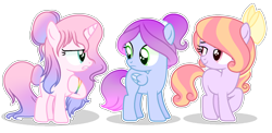 Size: 1904x927 | Tagged: safe, artist:starshine-sentryyt, earth pony, pegasus, pony, unicorn, bow, female, filly, hair bow, simple background, transparent background