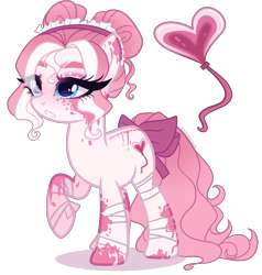 Size: 1900x2000 | Tagged: safe, artist:gihhbloonde, oc, oc only, earth pony, pony, bow, female, magical lesbian spawn, mare, offspring, parent:nurse redheart, parent:pinkie pie, simple background, solo, tail bow, transparent background