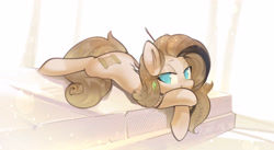 Size: 3851x2110 | Tagged: safe, artist:mirroredsea, oc, oc only, oc:hyra glyph, earth pony, pony, earth pony oc, high res, lidded eyes, looking at you, smiling, smiling at you, solo