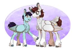Size: 1656x1101 | Tagged: safe, artist:inuhoshi-to-darkpen, oc, oc only, oc:white canvas, pegasus, pony, feathered fetlocks, female, pegasus oc, siblings, sisters, tail feathers