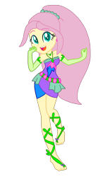 Size: 1280x2198 | Tagged: safe, artist:gouhlsrule, artist:yaya54320bases, fluttershy, fairy, equestria girls, g4, alternate hairstyle, barefoot, barely eqg related, base used, clothes, crossover, dress, ear piercing, earring, enchantix, feet, female, gloves, jewelry, long gloves, long hair, open mouth, piercing, ponytail, purple dress, simple background, solo, transparent background, winx, winx club, winxified