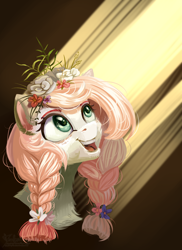 Size: 1970x2708 | Tagged: safe, artist:teaflower300, oc, oc only, pony, braid, flower, flower in hair, happy, smiling