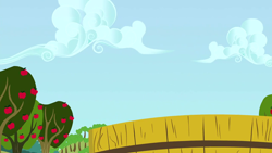 Size: 1280x720 | Tagged: safe, screencap, g4, on your marks, apple, apple tree, background, cloud, no pony, scenic ponyville, sweet apple acres, tree
