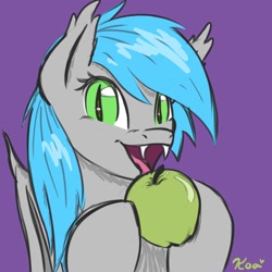 Size: 2000x2000 | Tagged: safe, artist:koapony, oc, oc:sister note, apple, food, high res, looking at you