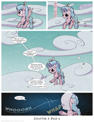 Size: 1200x1552 | Tagged: safe, artist:deusexequus, cozy glow, pegasus, pony, comic:fix, g4, backstory, belt, cloud, comic, solo, wind