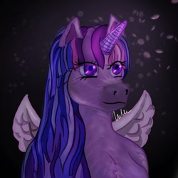 Size: 1080x1080 | Tagged: safe, artist:nell.efawn, twilight sparkle, alicorn, pony, g4, bust, female, horn, mare, smiling, solo, twilight sparkle (alicorn), wings