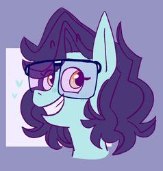 Size: 922x968 | Tagged: safe, artist:saltysel, oc, oc only, pegasus, pony, abstract background, bust, female, glasses, grin, mare, pegasus oc, smiling, solo