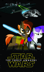 Size: 1205x1985 | Tagged: safe, artist:ejlightning007arts, button mash, sweetie belle, g4, female, male, mare, poster, stallion, star wars, star wars: the force awakens