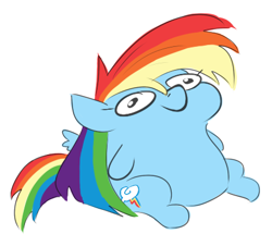 Size: 436x395 | Tagged: safe, artist:jargon scott, rainbow dash, pegasus, pony, g4, cute, dashabetes, simple background, smol, solo, squatpony, white background