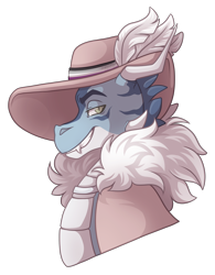 Size: 2500x3200 | Tagged: safe, artist:monnarcha, oc, oc only, oc:jorna suonpoiken, dragon, bust, hat, high res, portrait, simple background, solo, transparent background