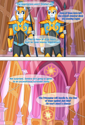Size: 2412x3520 | Tagged: safe, artist:xjenn9, anthro, comic:nice negotiations, canterlot castle, comic, dialogue, guard, high res