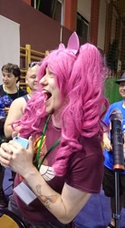 Size: 528x960 | Tagged: safe, pinkie pie, human, g4, clothes, cosplay, costume, irl, irl human, my little konwent, photo