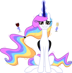 Size: 1280x1303 | Tagged: safe, artist:helenosprime, oc, oc only, oc:helenos, alicorn, pony, champagne glass, female, glass, magic, mare, simple background, solo, transparent background, wine glass