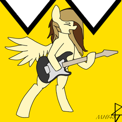 Size: 1000x1000 | Tagged: safe, artist:mh148, oc, oc only, oc:prince whateverer, pegasus, pony, crown, electric guitar, guitar, musical instrument, solo