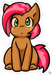 Size: 526x760 | Tagged: safe, artist:zutcha, babs seed, earth pony, pony, g4, female, filly, simple background, sitting, solo, transparent background, white outline