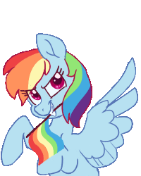 Size: 200x250 | Tagged: safe, artist:guzzlord, rainbow dash, pegasus, pony, g4, animated, blinking, female, flag, gay pride, gay pride flag, gif, grin, holding, holding a flag, lesbian, mouth hold, pride, pride flag, raised hoof, simple background, smiling, solo, transparent background