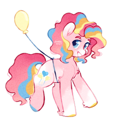 Size: 600x636 | Tagged: safe, artist:foxklt, pinkie pie, earth pony, pony, g4, alternate design, balloon, party balloon, solo