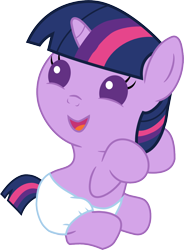 Size: 960x1307 | Tagged: safe, artist:mighty355, twilight sparkle, pony, unicorn, g4, baby, baby eyes, baby pony, babylight sparkle, cooing, cute, cute baby, diaper, diapered, diaperlight sparkle, female, filly, filly twilight sparkle, infant, infant twilight, newborn, newborn foal, open mouth, open smile, smiling, vector, white diaper, younger