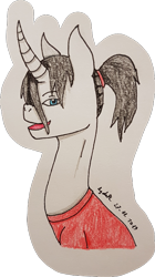 Size: 1095x1953 | Tagged: safe, artist:agdapl, pony, unicorn, bust, clothes, horn, nurse, ponified, signature, simple background, solo, team fortress 2, traditional art, transparent background