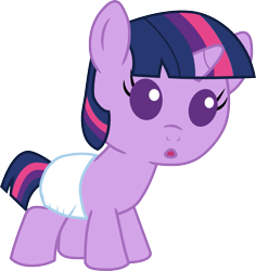 Size: 945x1000 | Tagged: safe, artist:mighty355, twilight sparkle, pony, unicorn, g4, :o, baby, baby eyes, baby pony, babylight sparkle, daaaaaaaaaaaw, diaper, diaperlight sparkle, female, filly, filly twilight sparkle, foal, infant, infant twilight, newborn, newborn foal, open mouth, vector, white diaper, younger