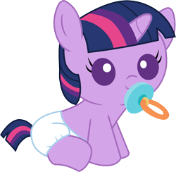 Size: 1125x1100 | Tagged: safe, alternate version, artist:mighty355, twilight sparkle, pony, unicorn, g4, baby, baby eyes, baby pony, babylight sparkle, cute, cute baby, daaaaaaaaaaaw, diaper, diaperlight sparkle, female, filly, filly twilight sparkle, foal, infant, infant twilight, newborn, newborn foal, pacifier, sitting, vector, white diaper, younger