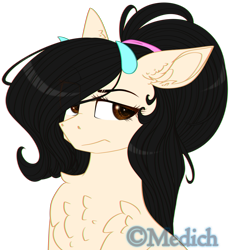 Size: 2104x2266 | Tagged: safe, artist:mediasmile666, oc, oc only, pony, chest fluff, female, high res, mare, ponytail, simple background, solo, transparent background, unamused