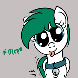 Size: 1200x1200 | Tagged: safe, artist:dafiltafish, oc, oc only, oc:zephyr, pegasus, pony, fanfic:zephyr, /ptfg/, :p, bell, collar, female, looking at you, mare, simple background, smiling, solo, tail, tail wag, tongue out