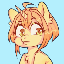 Size: 800x800 | Tagged: safe, artist:pelfox, oc, oc only, pony, unicorn, advertisement, avatar, big eyes, chibi, chubby cheeks, commission, commission info, commission open, cute, eyebrows, eyebrows visible through hair, female, fluffy, heart eyes, icon, mare, simple background, solo, wingding eyes