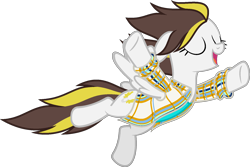Size: 1620x1081 | Tagged: safe, artist:pegasski, oc, oc only, oc:ruffian, pegasus, pony, all bottled up, g4, best friends until the end of time, clothes, eyes closed, female, mare, open mouth, shirt, simple background, solo, transparent background, vector