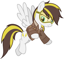 Size: 1807x1675 | Tagged: safe, artist:pegasski, oc, oc only, oc:ruffian, pegasus, pony, g4, clothes, female, goggles, jacket, mare, simple background, smiling, solo, transparent background