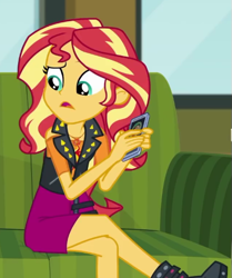 Size: 425x508 | Tagged: safe, screencap, sunset shimmer, equestria girls, equestria girls series, g4, text support, cropped, solo, text support: sunset shimmer
