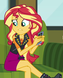 Size: 408x504 | Tagged: safe, screencap, sunset shimmer, equestria girls, g4, my little pony equestria girls: better together, text support, text support: sunset shimmer, cropped, solo