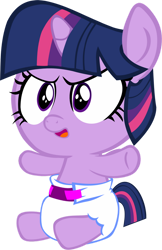 Size: 1024x1584 | Tagged: safe, artist:megarainbowdash2000, twilight sparkle, alicorn, pony, g4, angry, angry baby, baby, baby alicorn, baby pony, babylight sparkle, cute, diaper, female, filly, filly twilight sparkle, foal, inkscape, newborn, newborn foal, simple background, solo, transparent background, twilight sparkle (alicorn), vector, white diaper, younger