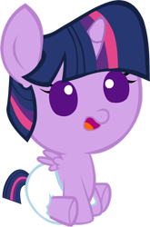 Size: 1024x1550 | Tagged: safe, artist:megarainbowdash2000, twilight sparkle, alicorn, pony, g4, baby, baby alicorn, baby eyes, baby pony, babylight sparkle, cute, cute baby, diaper, diaperlight sparkle, female, filly, filly twilight sparkle, infant, infant twilight, newborn, newborn foal, open mouth, simple background, solo, transparent background, twilight sparkle (alicorn), vector, white diaper, younger