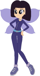 Size: 313x582 | Tagged: safe, artist:selenaede, artist:user15432, fairy, human, equestria girls, g4, barely eqg related, base used, belt, blue wings, clothes, crossover, equestria girls style, equestria girls-ified, fairy wings, fairyized, hand on hip, izzy the indigo fairy, jewelry, necklace, rainbow magic (series), shoes, sneakers, solo, wings