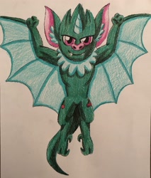 Size: 2620x3078 | Tagged: safe, artist:bozzerkazooers, echo (g4.5), bat, back to the present, g4, g4.5, my little pony: pony life, g4.5 to g4, generation leap, high res, male, solo, traditional art