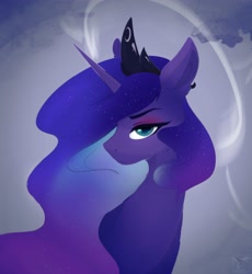 Size: 3600x3915 | Tagged: safe, artist:therealf1rebird, princess luna, alicorn, pony, g4, bust, crown, female, high res, horn, jewelry, looking at you, mare, regalia, solo