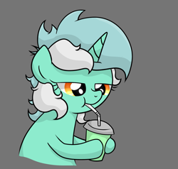 Size: 2371x2256 | Tagged: safe, artist:background basset, lyra heartstrings, pony, unicorn, g4, cup, drinking straw, female, high res, hoof hold, horn, lidded eyes, mare, sipping, solo
