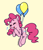 Size: 640x748 | Tagged: safe, artist:fewderpewders, pinkie pie, earth pony, pony, g4, balloon, cute, diapinkes, eyes closed, female, floating, heart, mare, open mouth, party balloon, simple background, smiling, solo, then watch her balloons lift her up to the sky, yellow background