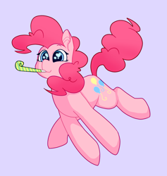 Size: 1230x1300 | Tagged: safe, artist:fewderpewders, pinkie pie, earth pony, pony, g4, cute, diapinkes, female, gray background, happy, heart eyes, mare, party horn, simple background, smiling, solo, wingding eyes