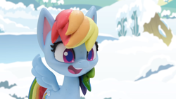 Size: 1920x1080 | Tagged: safe, screencap, rainbow dash, pony, g4.5, my little pony: stop motion short, snow pony contest (short), female, mare, solo, stop motion