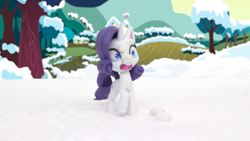 Size: 1920x1080 | Tagged: safe, screencap, rarity, pony, g4.5, my little pony: stop motion short, snowball fight (short), female, mare, snow, solo, stop motion