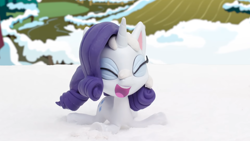 Size: 1920x1080 | Tagged: safe, screencap, rarity, pony, g4.5, my little pony: stop motion short, snowball fight (short), female, mare, snow, solo, stop motion