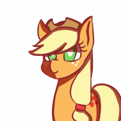 Size: 500x500 | Tagged: safe, artist:freakdreams, applejack, earth pony, pony, g4, animated, blinking, bronybait, female, gif, graveyard of comments, heart eyes, i love you, love, mare, simple background, solo, talking, white background, wingding eyes