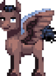 Size: 192x264 | Tagged: safe, artist:agdapl, pegasus, pony, demoman, demoman (tf2), male, pixel art, ponified, simple background, smiling, solo, stallion, team fortress 2, transparent background, two toned wings, wings